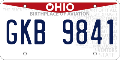 OH license plate GKB9841