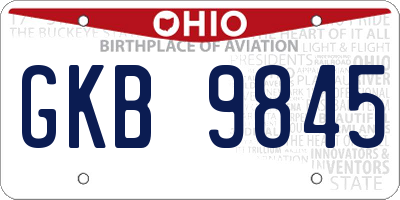 OH license plate GKB9845