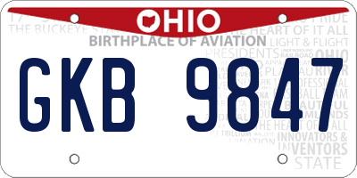 OH license plate GKB9847