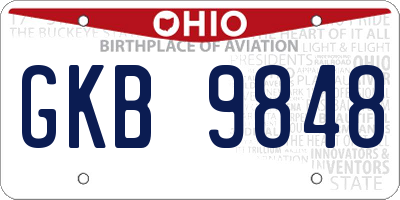 OH license plate GKB9848