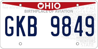 OH license plate GKB9849