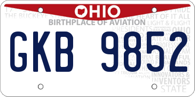OH license plate GKB9852
