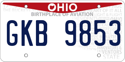 OH license plate GKB9853