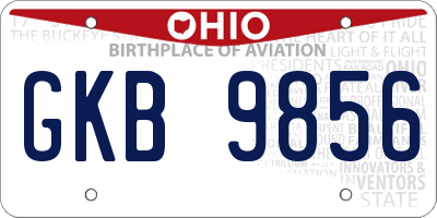 OH license plate GKB9856