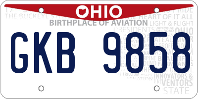 OH license plate GKB9858