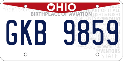 OH license plate GKB9859