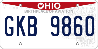 OH license plate GKB9860