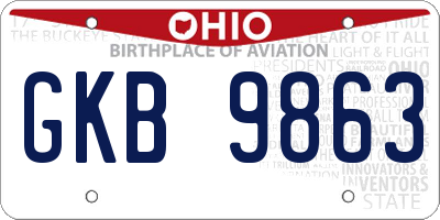 OH license plate GKB9863
