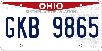 OH license plate GKB9865