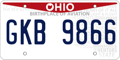 OH license plate GKB9866