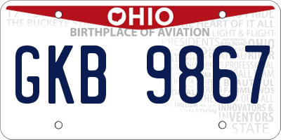 OH license plate GKB9867