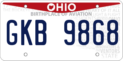 OH license plate GKB9868