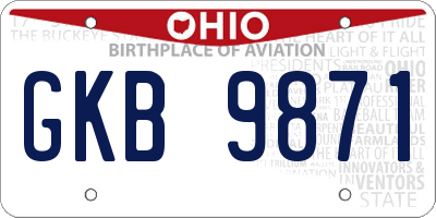 OH license plate GKB9871