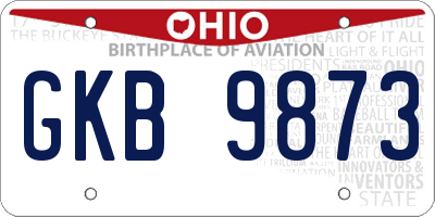 OH license plate GKB9873