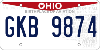 OH license plate GKB9874