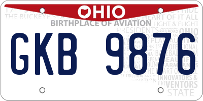 OH license plate GKB9876