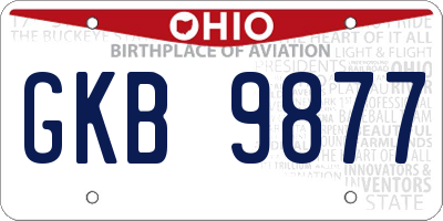 OH license plate GKB9877