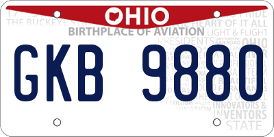 OH license plate GKB9880