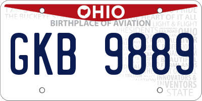 OH license plate GKB9889