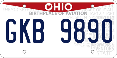 OH license plate GKB9890
