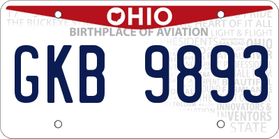 OH license plate GKB9893