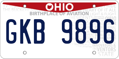 OH license plate GKB9896