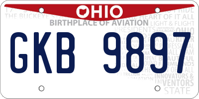 OH license plate GKB9897