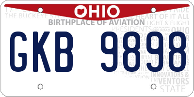OH license plate GKB9898