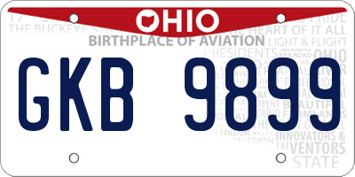 OH license plate GKB9899