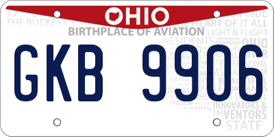 OH license plate GKB9906