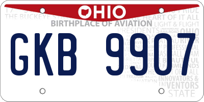 OH license plate GKB9907