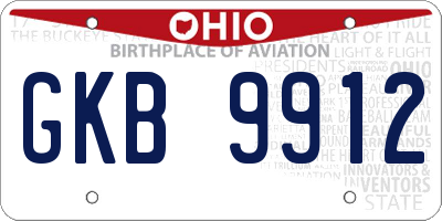 OH license plate GKB9912