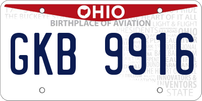 OH license plate GKB9916