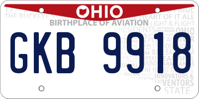 OH license plate GKB9918