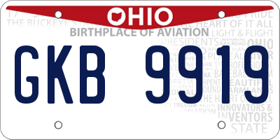 OH license plate GKB9919