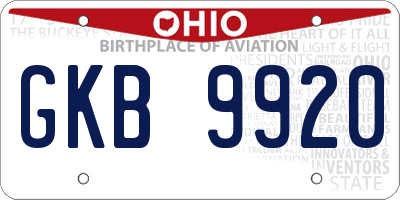 OH license plate GKB9920
