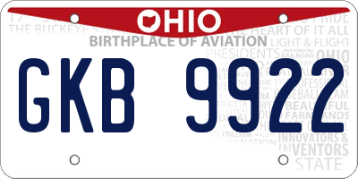 OH license plate GKB9922