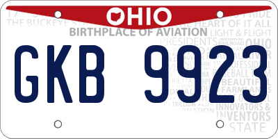OH license plate GKB9923