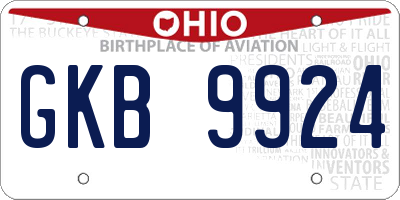 OH license plate GKB9924