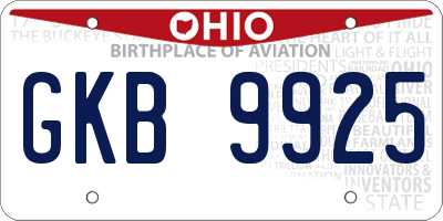 OH license plate GKB9925