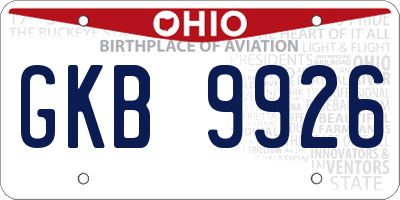 OH license plate GKB9926