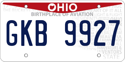 OH license plate GKB9927