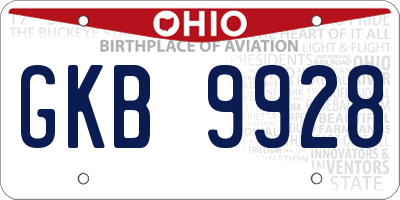 OH license plate GKB9928