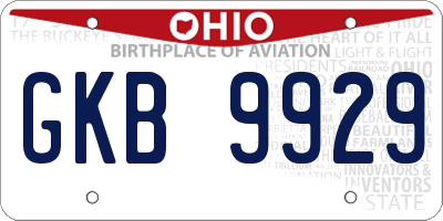 OH license plate GKB9929