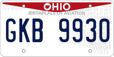 OH license plate GKB9930