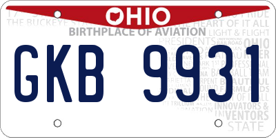 OH license plate GKB9931