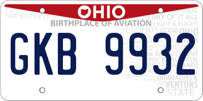 OH license plate GKB9932