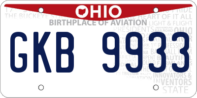 OH license plate GKB9933