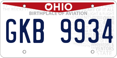 OH license plate GKB9934