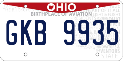 OH license plate GKB9935